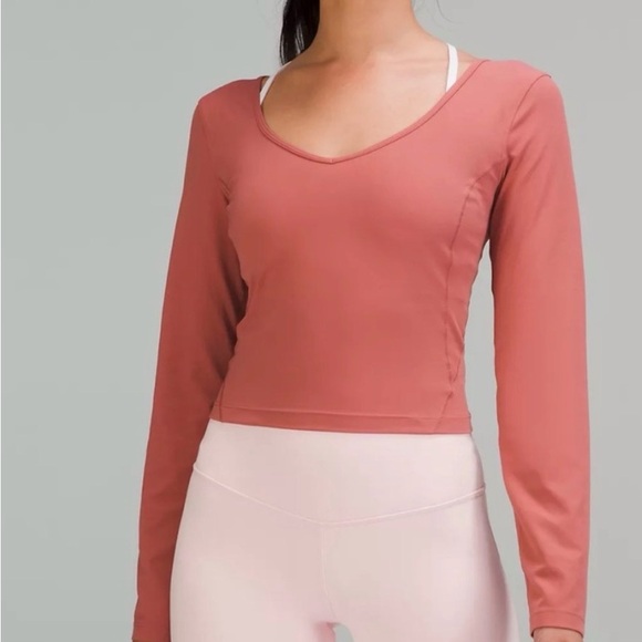 lululemon athletica Tops - lululemon athletica Long Sleeve V-Neck Top - Coral raspberry cream